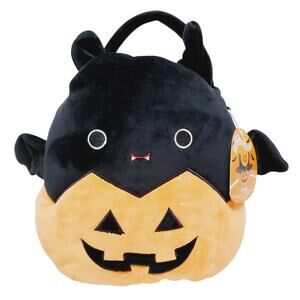 NWT-Halloween Squishmallow Emily the Bat Treat Pail Candy Holder Plush Unused